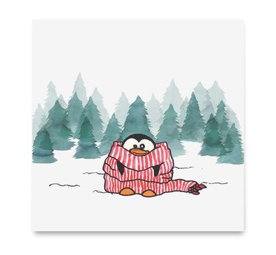 Handgemaakte wenskaart - Pinguin - Mags Up Your Mind